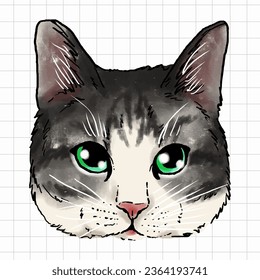 Cute Cat Portrait Vector Illustration