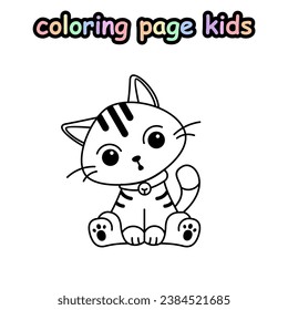 cute cat pose coloring page kids