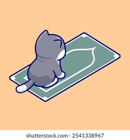 Cute Cat Praying Cartoon Vector Icon Illustration. Animal 
Nature Icon Concept Isolated Premium Vector. Flat Cartoon 
Style 