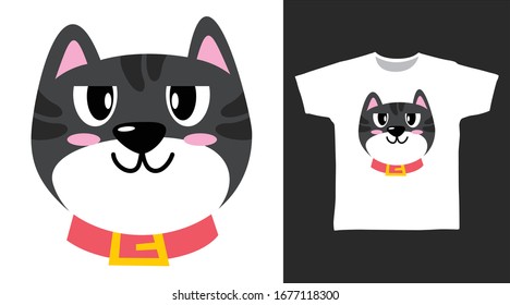 Cute cat, pretty black kitten design vector illustration, cartoon character drawing.