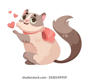 Gato lindo con el hocico bonito en el amor con el corazón ilustración vectorial