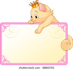 Cute  Cat Princess  on a place card or invite. Ideal for little girls parties and promotions.