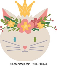 Cute cat princess portrait. Pretty pet in crown