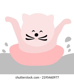 cute cat print in pastel colors hand drawn vector illustration