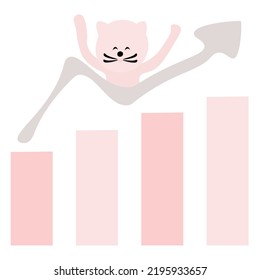 cute cat print in pastel colors hand drawn vector illustration