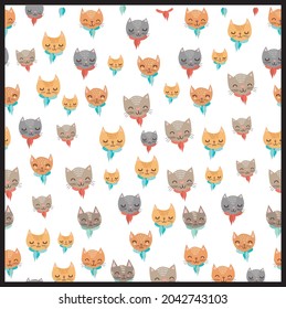 
cute cat print in textile frame