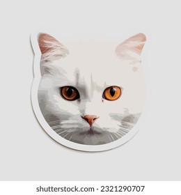 Cute cat printable sticker, vector illustration for kids