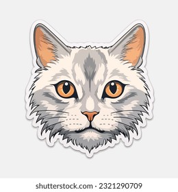 Pegatina imprimible de gato corto, ilustración vectorial para niños