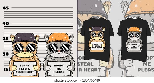 cute cat prisoner for t-shirt