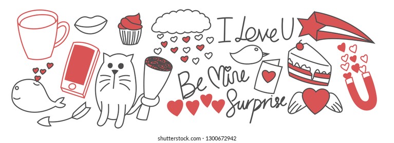 Cute cat proposal valentines day doodles