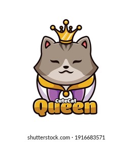 Cute Cat Queen Cartoon Logo