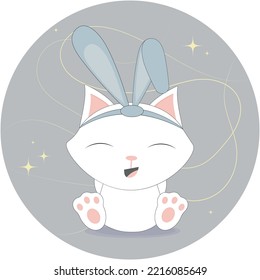 Cute cat. Rabbit ears. Character. Vector illustration