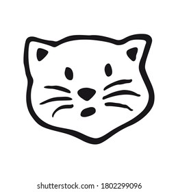 Cute cat reaction. Drawing design in black and white. Modern and fun design.
