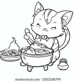 Ilustración del icono del vector del libro de caricaturas de un gato lindo. El Concepto De Icono De Educación Animal Está Aislado.