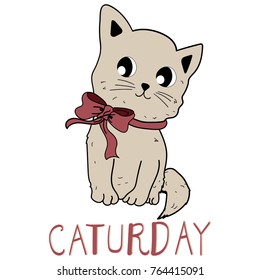 Cute Cat With Red Bow Caturday