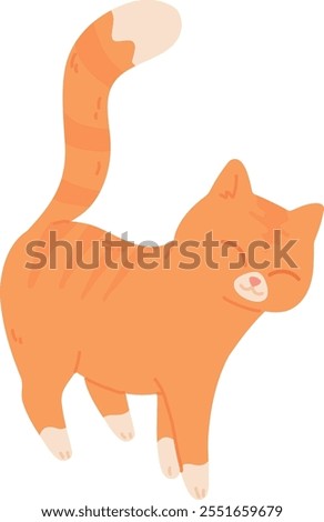 Cute cat. Red fur pet color icon isolated on white background