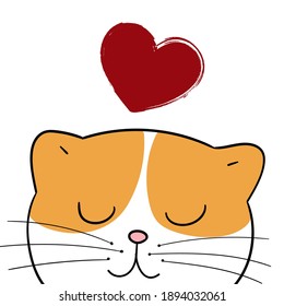 Gato lindo con corazón rojo
