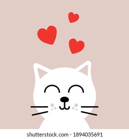 Cute cat with red heart
