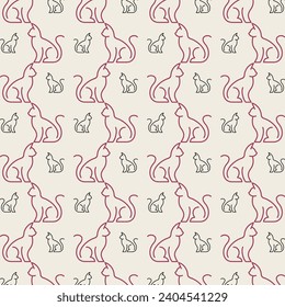 Recorte de gato repitiendo fondo colorido de moda inteligente sin costura