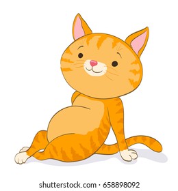 cute cat resting. red tabby kitten. cartoon vector illustration