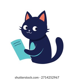 Cute cat reviewing contract papers, legal documents, business professionalism, vector illustration, office work concept, detailed feline character, corporate scene