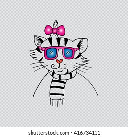 Cute cat with ribbon on head