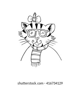 Cute cat with ribbon on head