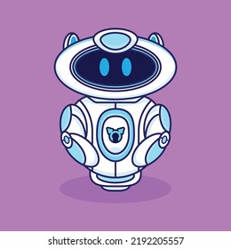 Cute cat robot cartoon illustration. Modern cat robot icon. Modern futuristic animal robot design for business
