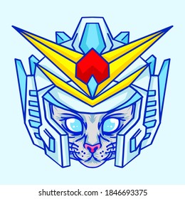 Cute Cat with Robot Helmet design illustration for kids