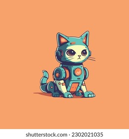 cute cat robot logo modern