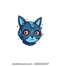 süßes Katzenroboter-Logo, modern