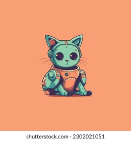 cute cat robot logo modern
