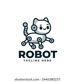 Lindo gato robot mascota personaje ilustración logo