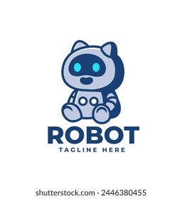 Lindo gato robot mascota personaje ilustración logo