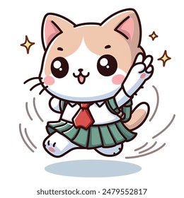 cute cat run to school