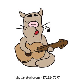 Cute cat s plays the guitar and sings.Vector design for greeting cards banners