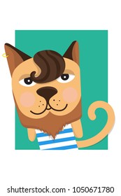 Cute cat sailor. Vector flat illustration.