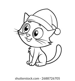 Cute Cat with Santa Hat.