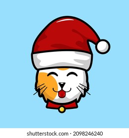 Cute cat with santa hat vector illustration