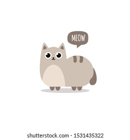 Cute cat say meow. Cat icon. Flat style. Vector