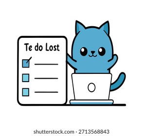 Lindo gato escaneando documentos en el escáner de oficina en un espacio de trabajo mínimo, completando tareas de manera eficiente mientras agrega el encanto lúdico a las ilustraciones profesionales de oficina de Vector.