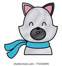 Cute cat with scarf cartoon