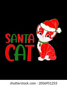 Cute cat with a scarf Santa pet gift for homies T-Shirt
