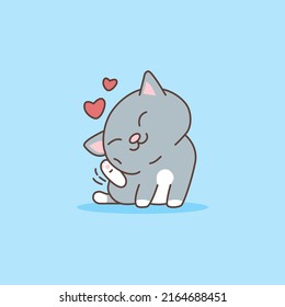 Cute cat scratching Cartoon kawaii