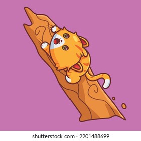 Cute Cat Scratching Tree. Isolated Cartoon Animal Illustration. Flat Style Sticker Icon Design Premium Logo Vector. Mascot Character