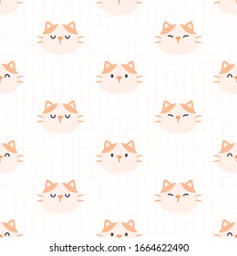 Cute cat seamless background repeating pattern, wallpaper background, cute seamless pattern background