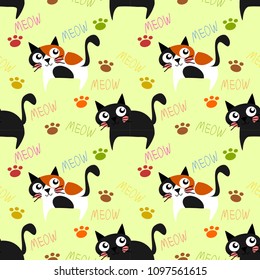 Cute cat seamless pattern
