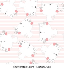 Cute cat seamless pattern. Baby shower design. Seamless pattern can be used for wallpapers, pattern fills, surface textures