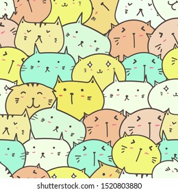 Cute cat seamless pattern background. Vector illustration.
