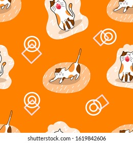 cute cat seamless pattern background